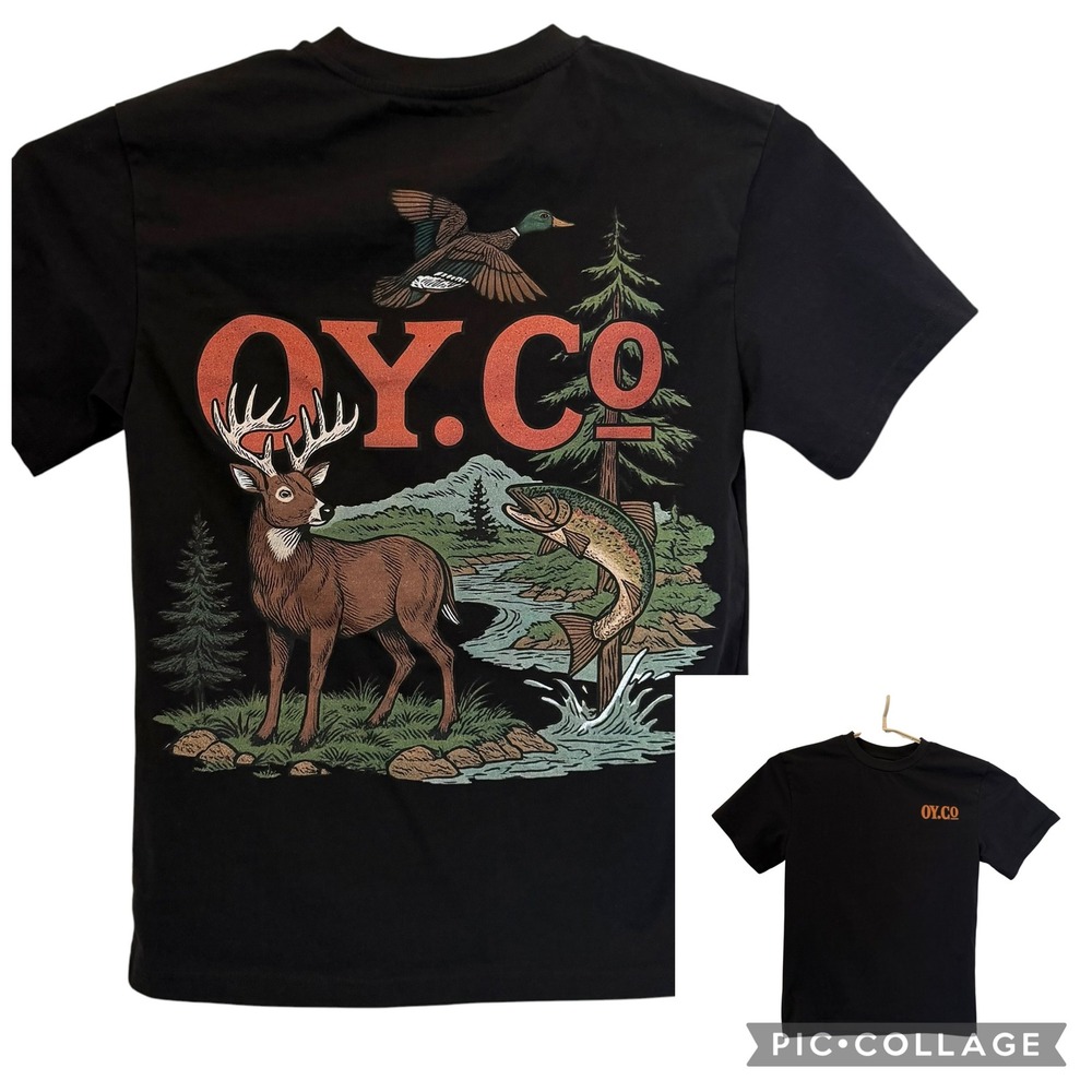 Out Yonder Company Small Black OYCO Wildlife T-Shirt Nature Duck Fish Tee